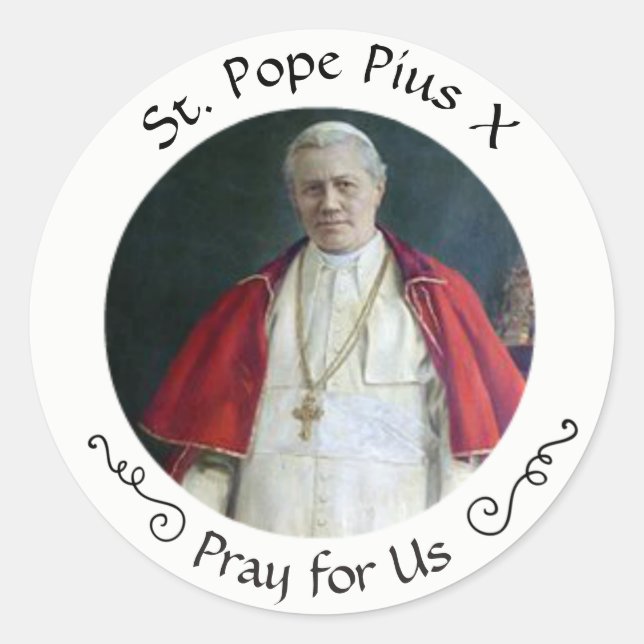St. Pope Pius X Runder Aufkleber (Vorderseite)