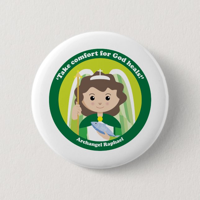 St. Raphael der Erzengel Button (Vorderseite)