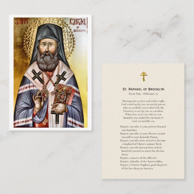 St. Raphael of Brooklyn Orthodox Prayer Card Platzkarte (Vorne/Hinten)