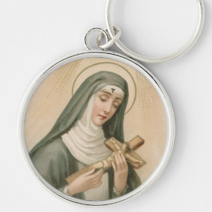 St. Rita von Cascia (M 015) Premium Round Metal Schlüsselanhänger