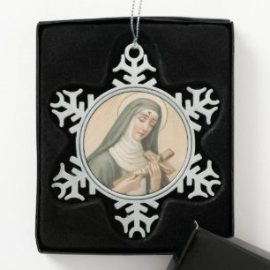 St. Rita von Cascia (M 015) Schneeflocken Zinn-Ornament