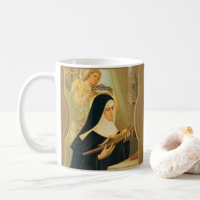 St. Rita von Cascia w/Crown des Dornen-Engels Tasse (Mit Donut)