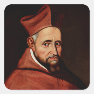 St. Robert Bellarmine Römische Bibliothek Kunst Quadratischer Aufkleber