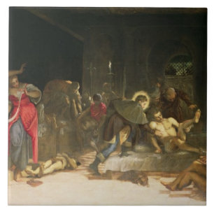 St. Roch, welches die Pest kuriert Fliese