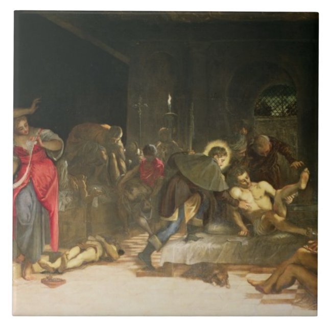 St. Roch, welches die Pest kuriert Fliese (Vorderseite)