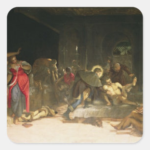 St. Roch, welches die Pest kuriert Quadratischer Aufkleber