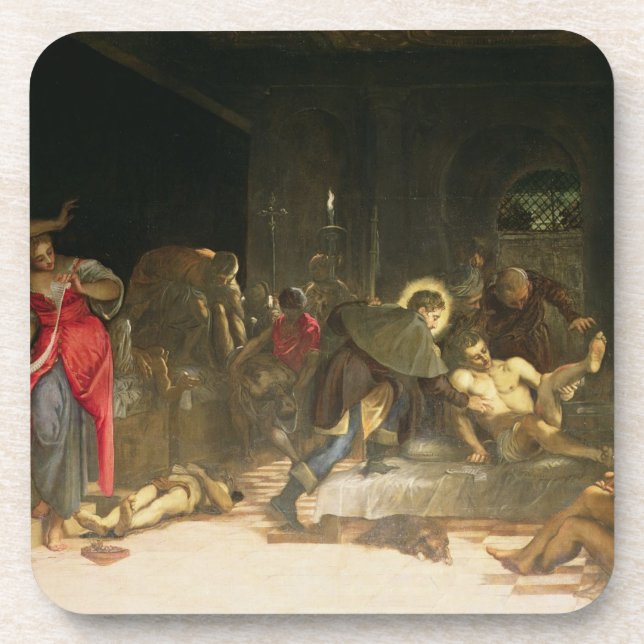 St. Roch, welches die Pest kuriert Untersetzer (Vorderseite)