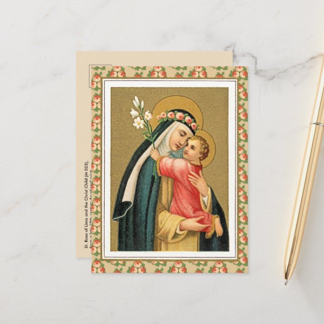 St. Rose Lima und das Christkind (M 023) Postkarte (Vorderseite/Rückseite Beispiel)
