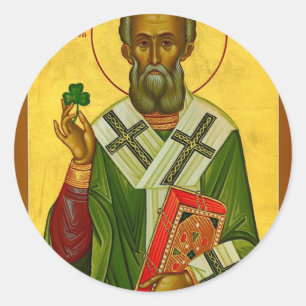 St Saint Patrick Portrait Runder Aufkleber