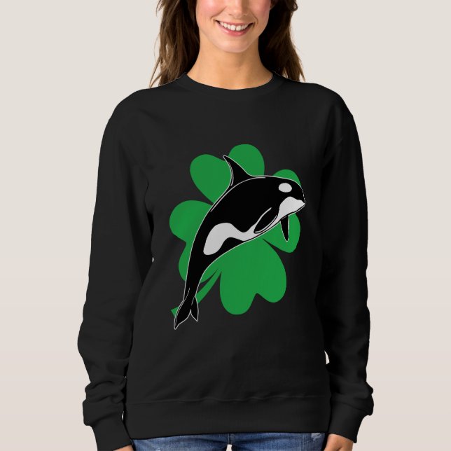 St Saint Patrick's Day Whale Orcas Men Women Kids Sweatshirt (Vorderseite)