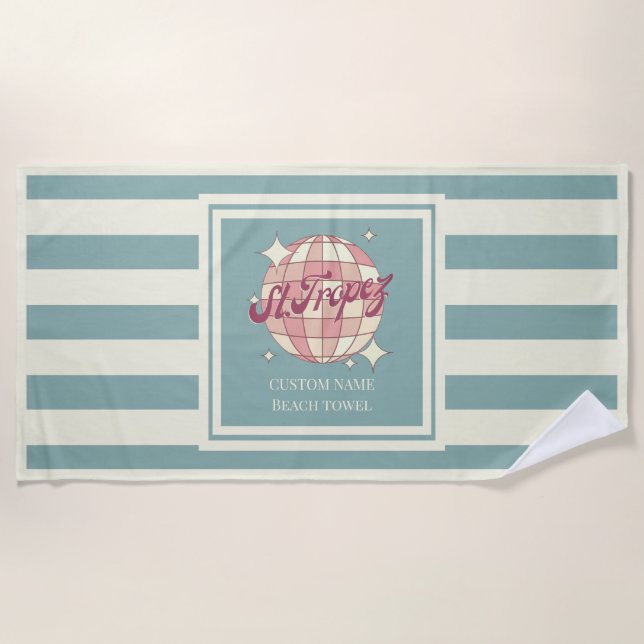 St Saint Tropez Ferien Name Strand Handtuch (Vorderseite)