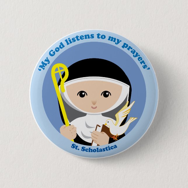 St. Scholastica Button (Vorderseite)