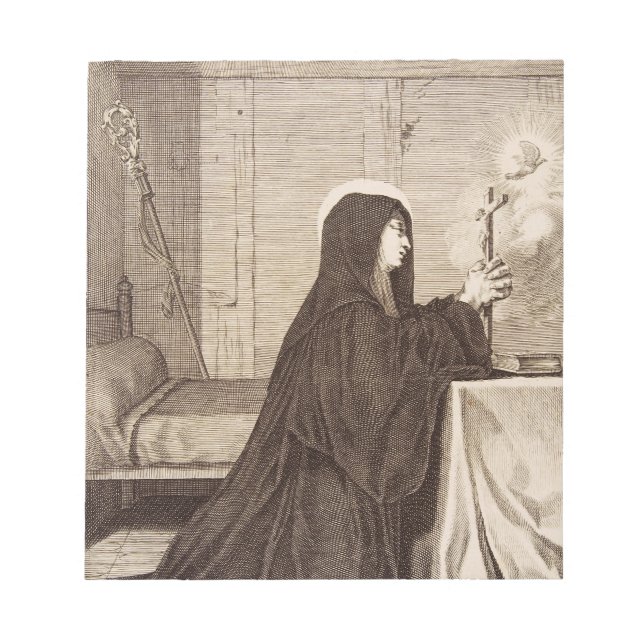 St. Scholastica Gönnerin der Schule Notizblock (Vorderseite)