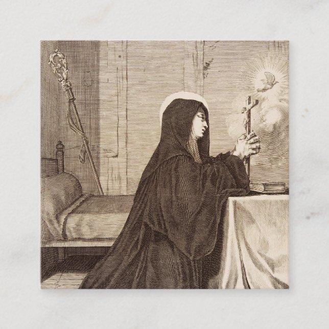 St. Scholastica Gönnerin der Schule Quadratische Visitenkarte (Vorderseite)