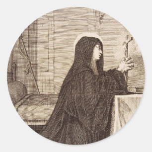 St. Scholastica Gönnerin der Schule Runder Aufkleber