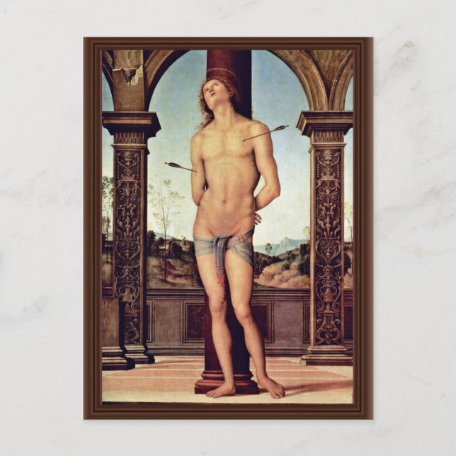 St. Sebastian by Perugino Pietro (beste Qualität) Postkarte (Vorderseite)
