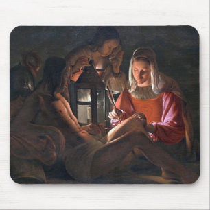 St. Sebastian Embraced by Irene, La Tour Mousepad