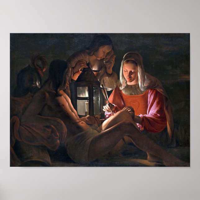 St. Sebastian Embraced by Irene, La Tour Poster (Vorne)