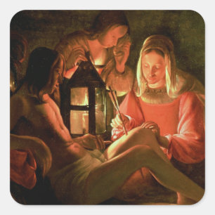 St. Sebastian, gepflegt von der Heiligen Frau (Öl  Quadratischer Aufkleber