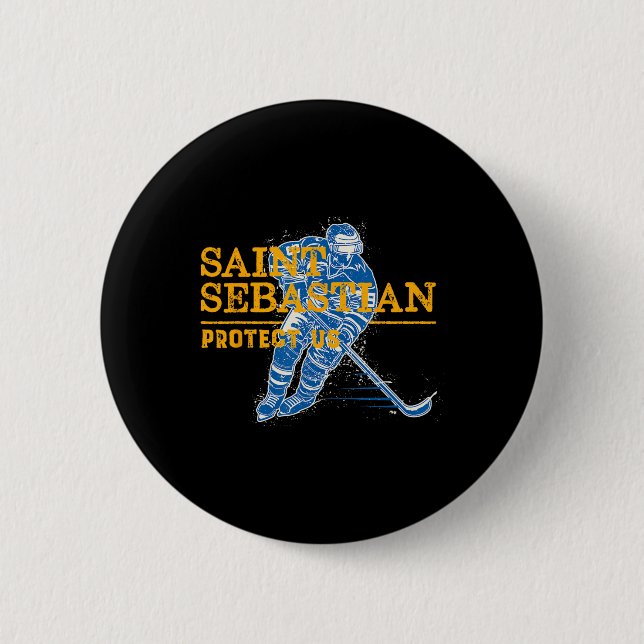 St. Sebastian Hockey Patron Heiliger Sportler Button (Vorderseite)