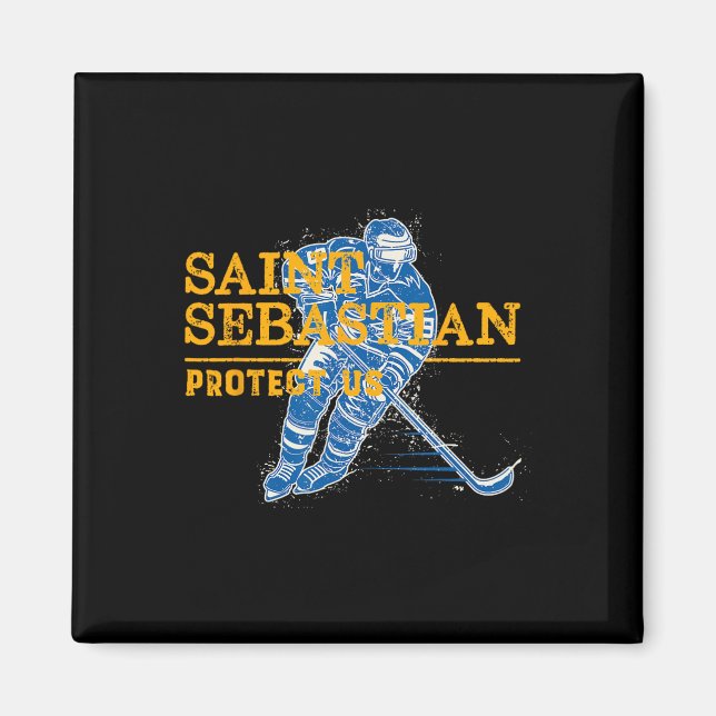 St. Sebastian Hockey Patron Heiliger Sportler Magnet (Vorne)