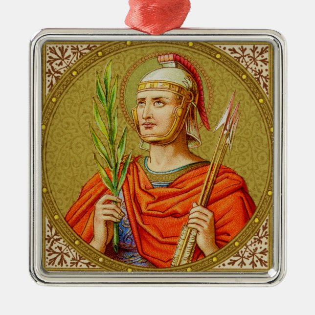 St. Sebastian (SNV 24) Premium Square Silbernes Ornament (Vorne)