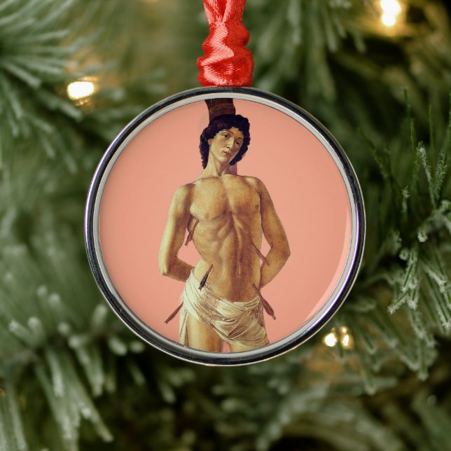 St. Sebastian von Boticelli, rekontextualisiert Ornament Aus Metall (Baum)