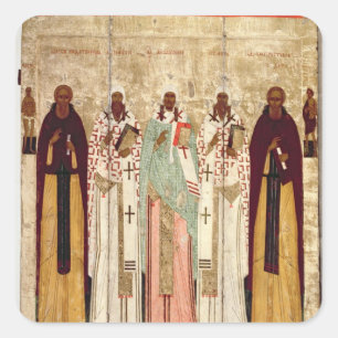 St. Sergius von Radonesh mit den Heiligen von Quadratischer Aufkleber