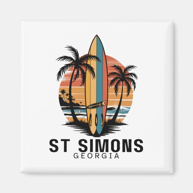 St Simons Beach Georgia Surfen Surfer _1  Magnet (Vorne)
