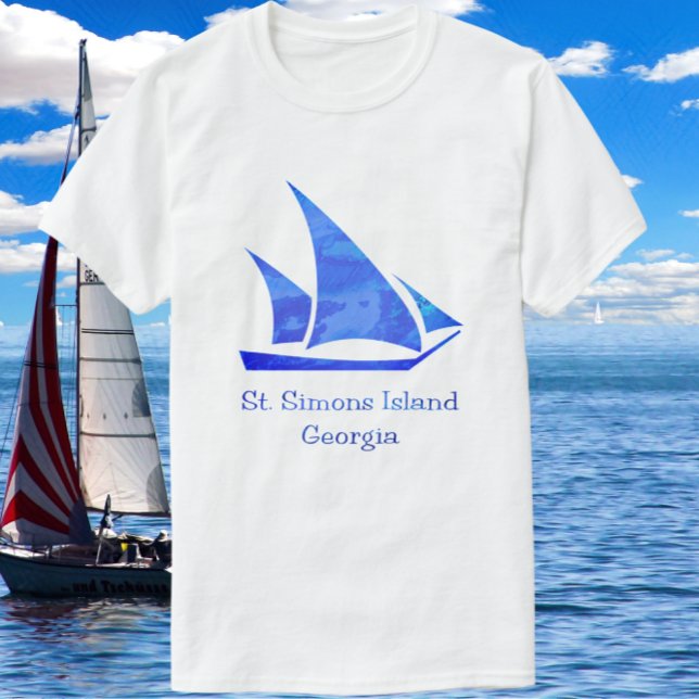 St. Simons Island Georgia Ocean Blue Sailboat T-Shirt (Von Creator hochgeladen)