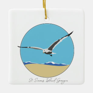 St. Simons Island, Georgia Sea Gull über Strand Keramikornament