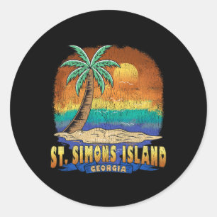 St. Simons Island Georgia Vintage abgenutzt Souven Runder Aufkleber