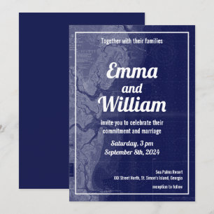 St. Simons Island Georgia Vintage Karte Hochzeit