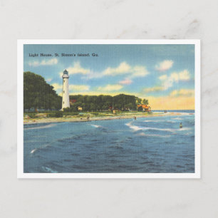 St. Simons Island Georgia Vintage Leuchtturm Postkarte