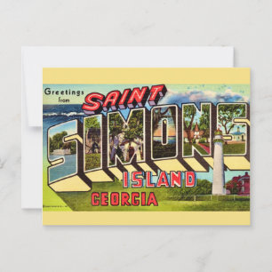 St Simons Island Retro  Postkarte