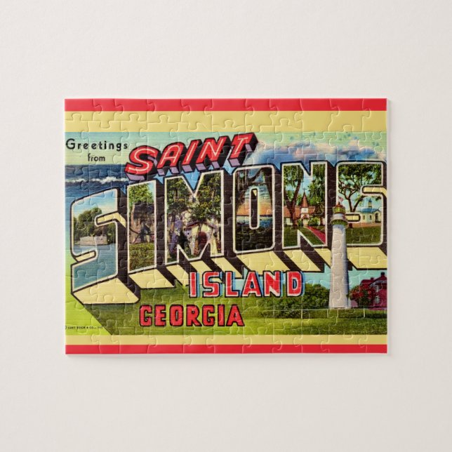 St Simons Island Retro Puzzle (Horizontal)