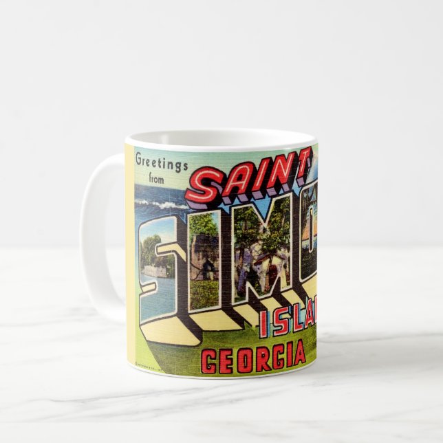 St Simons Island Retro Tasse (Vorderseite Links)