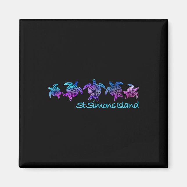 St. Simons Island Strand Design Tribal Turtle Gesc Magnet (Vorne)