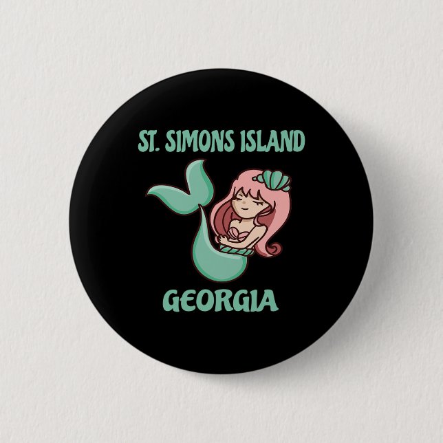 St. Simons Island Süßes Meerjungfrau-Thema  Button (Vorderseite)