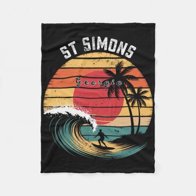 St Simons Strand Georgia Strand Surfen  Fleecedecke (Vorderseite)