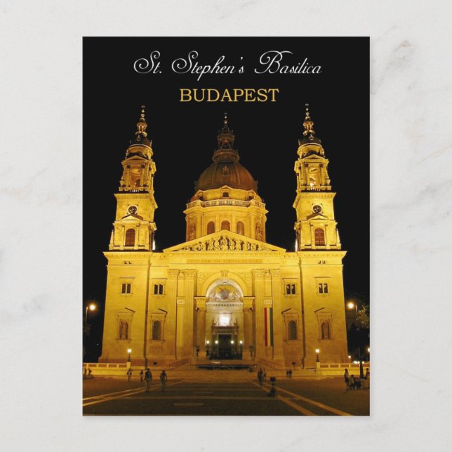 St. Stephans Basilica in der Nacht, Budapest, Unga Postkarte (Vorderseite)