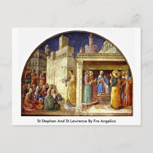 St. Stephen und St. Lawrence von Fra Angelico Postkarte (Vorderseite)