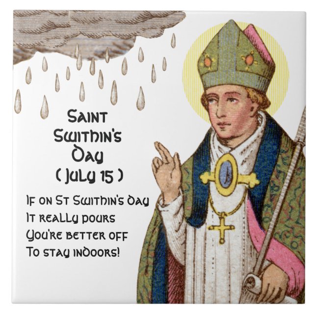 St. Swithins Tag (Berühmtes Gedicht - Kurze Versio Fliese (Vorderseite)