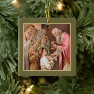St. Tarcisius empfängt die Eucharistie (BL 02) x2 Keramikornament