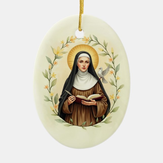 St Teresa of Avila God's Peace and Blessings Keramik Ornament (Vorne)