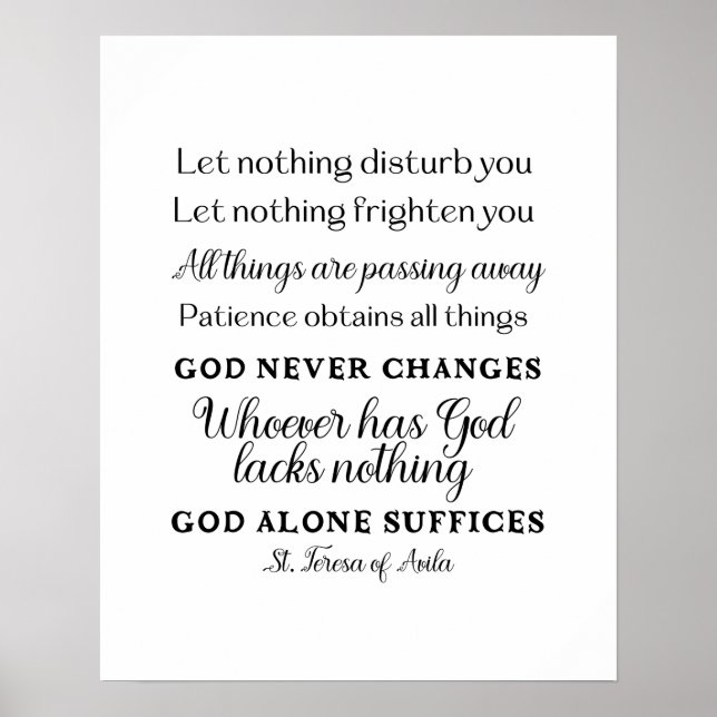 St. Teresa of Avila Quote Art Poster Print (Vorne)