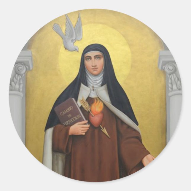 St. Teresa von Avila Carmelite Katholic Nun Runder Aufkleber (Vorderseite)