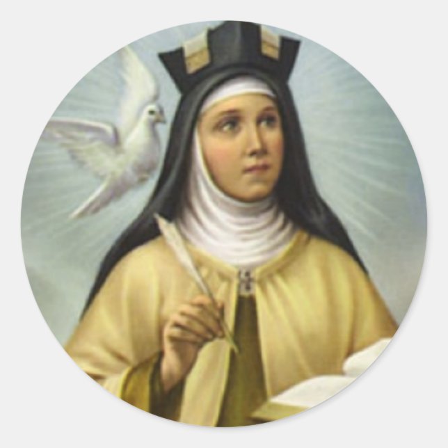 St. Teresa von Avila Carmelite Nun Dove Feather Runder Aufkleber (Vorderseite)