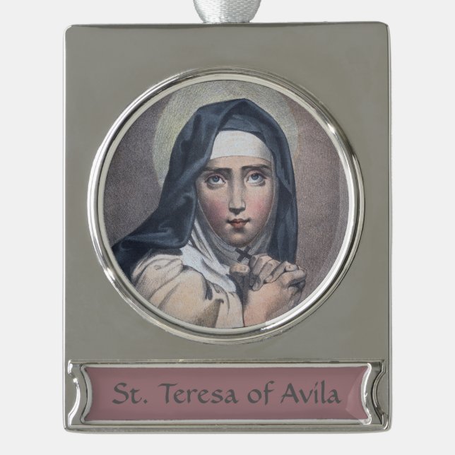 St. Teresa von Avila (M 008) Banner-Ornament Silber (Vorderseite)