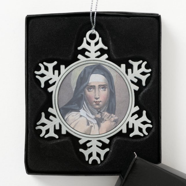 St. Teresa von Avila (M 008) Schneeflocken Zinn-Ornament (Box)